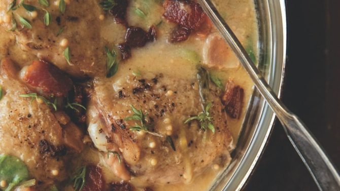 Recipe: Creamy Dijon Chicken with Bacon and Spinach