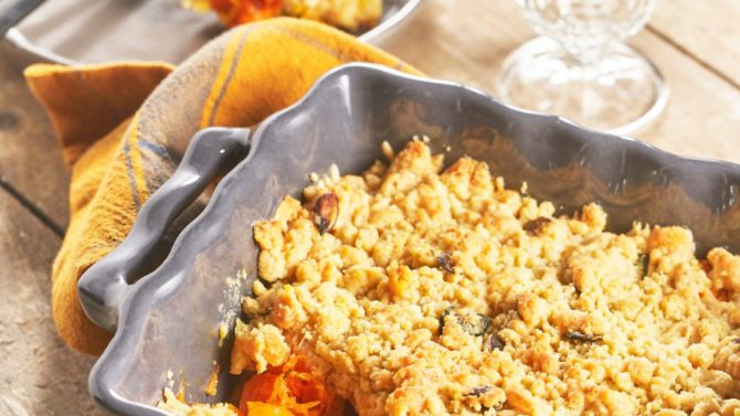 Recipe: Spiced squash crumble with Tome des Bauges cheese